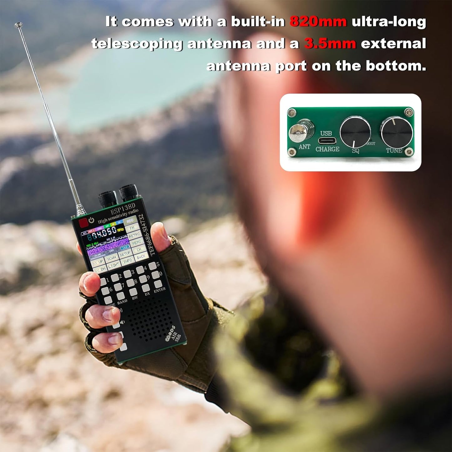 ESP138D Dual Chip Shortwave Radio, TEF6686 SI4732 Full Band Receiver, High Sensitivity FM AM SSB Airband Radio, BT 5.0 2.4in Touchscreen Alloy Shell for DX Aviation Emergency