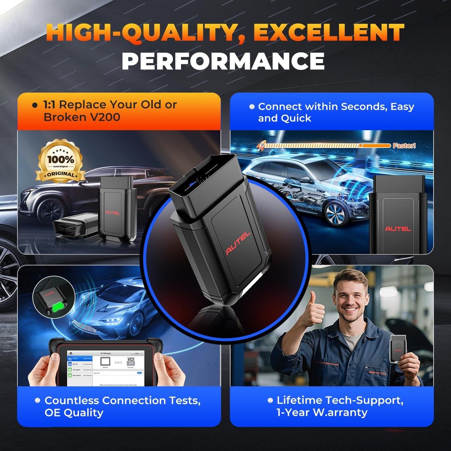 Autel Original MaxiVCI V150 VCI150 OBD2 Bluetooth Adapter, 2026 VCI 150 Car Wireless Communication Interface, Work w/Autel Diagnostic Scanner MK900BT MP900BT MP900Z-BT MP900TS MK900TS MX900TS TS900