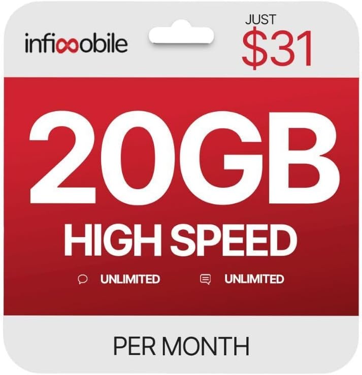 $18.6/Month | Infimobile Prepaid Unlimited Plan: 6 Months | 20GB High-Speed Data Per Month | Unlimited Data Talk & Text | Prepaid Plan Service SIM Card | Nationwide Coverage | 4G, 5G Network