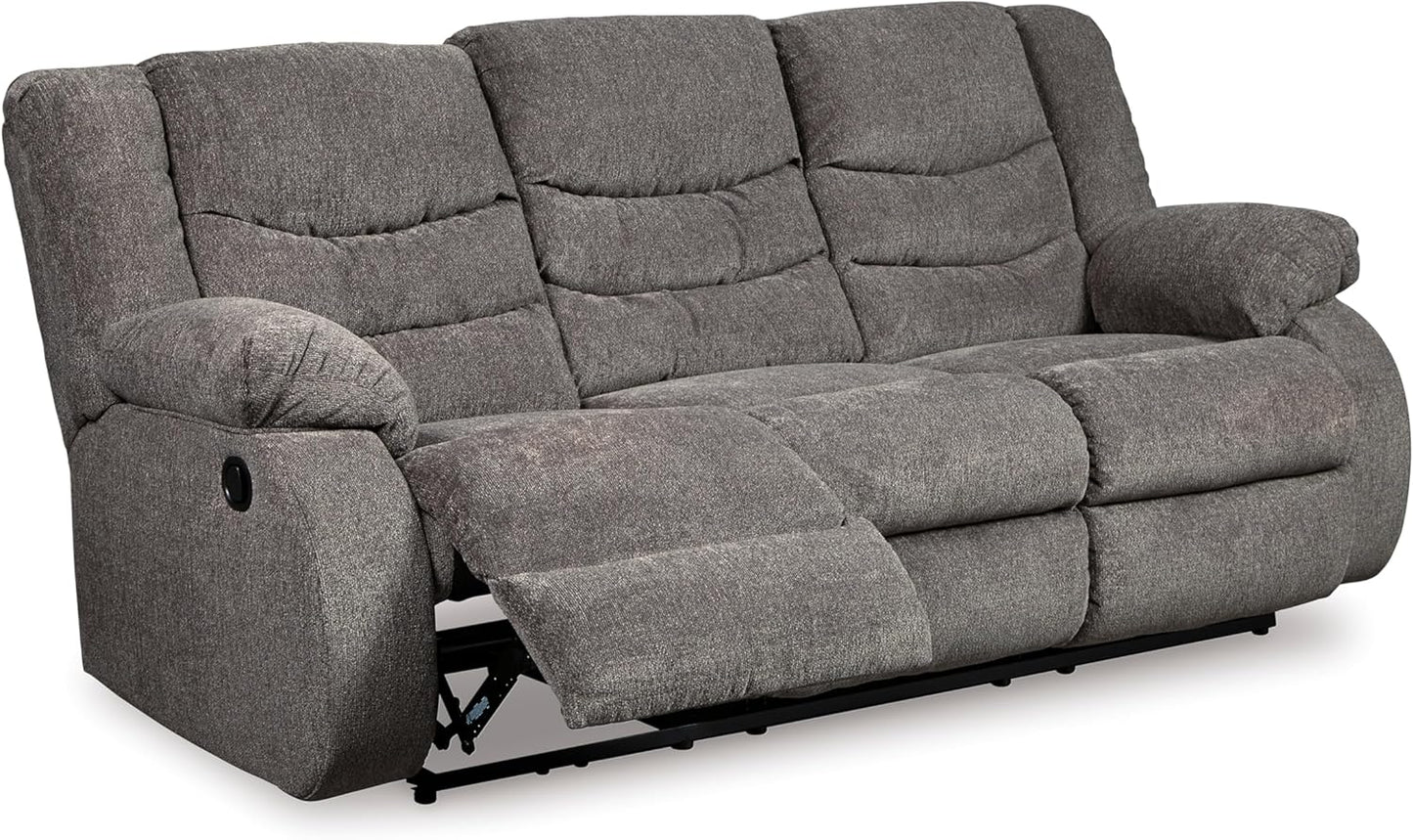 Signature Design by Ashley Tulen Modern Manual Pull Tab Reclining Sofa, Dark Gray