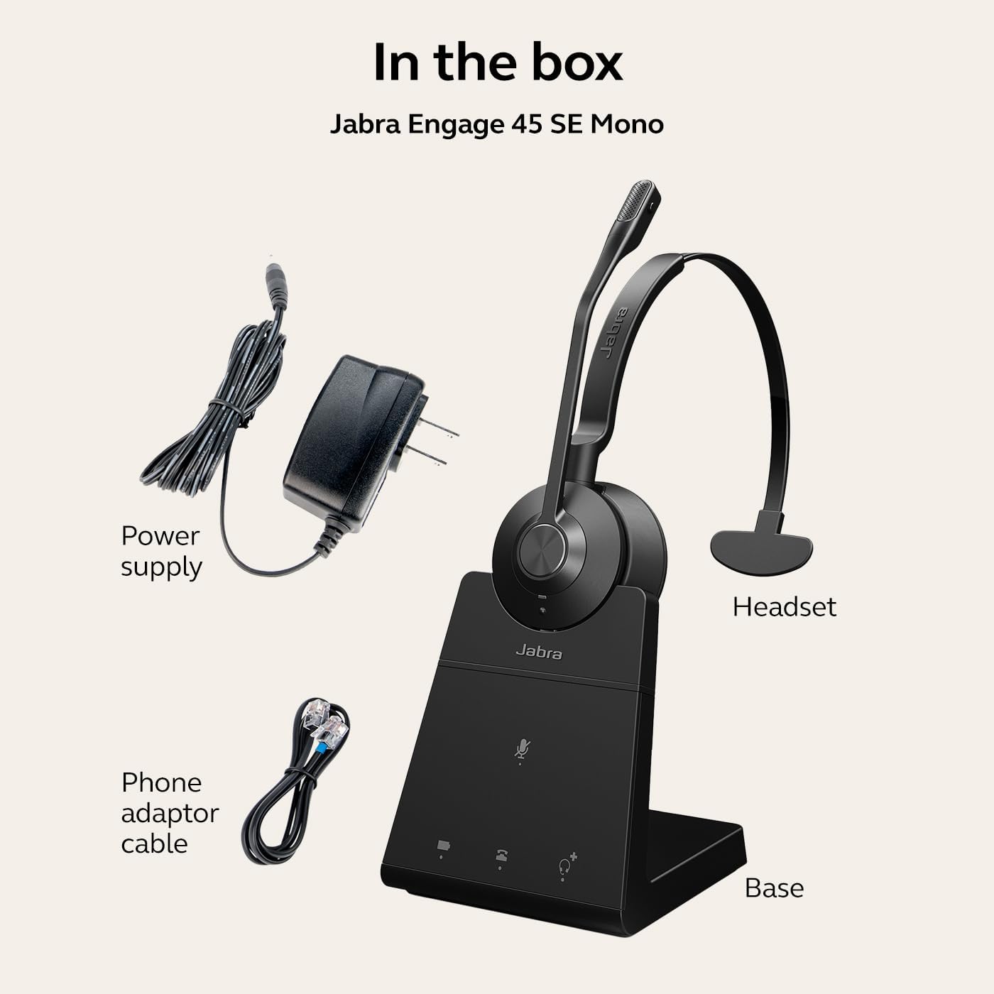 Jabra Engage 45 SE (Second Edition) Wireless Single-Ear Headphones - Bluetooth, Noise-Canceling Microphone, 13 hour Battery Life, Dual Connectivity, MS Teams Certified, Supports Other Platforms, Black