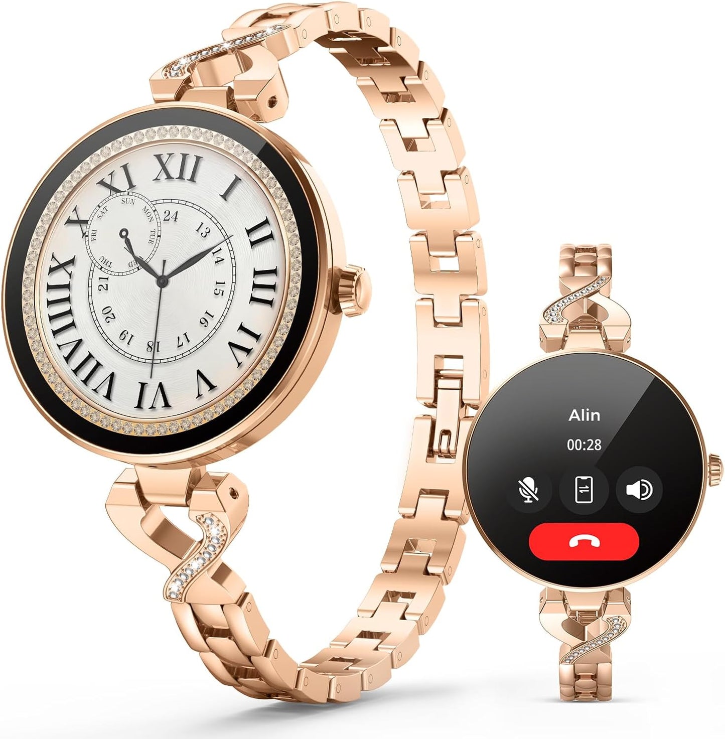 Smart Watches for Women, Answer/Make Call, 1.04'' AMOLED, 24H Sleep Tracker, Fitness Tracker with Heart Rate/Blood Pressure/SpO2/Stress Monitor, 100+ Sport Modes Waterproof Smartwatch for IOS Android