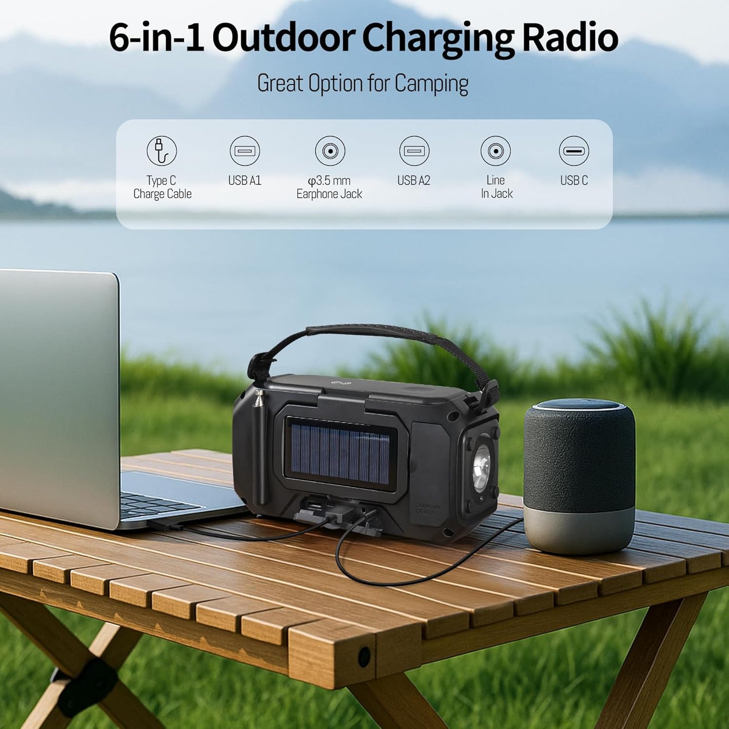 Kaito Voyager X Emergency Radio with NOAA Weather Alert AM/FM/Shortwave Solar & Hand Crank Power Wireless Charging SOS Alarm, LED Flashlight & Reading Lamp Survival & Preparedness Gear (Black)