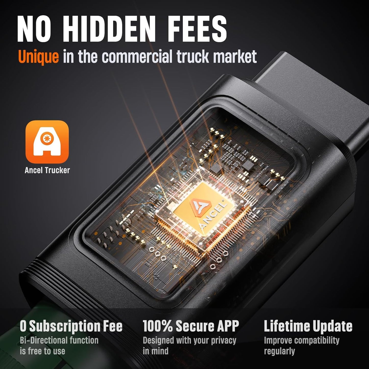 ANCEL HD100 Heavy Duty Truck Scanner with DPF Regen for Cummins & CAT Engines, Bluetooth Diesel Diagnostic Tool with All-System Scan, HDOBD & OBD2 Code Reader for Semi Trucks, Lifetime Free Updates