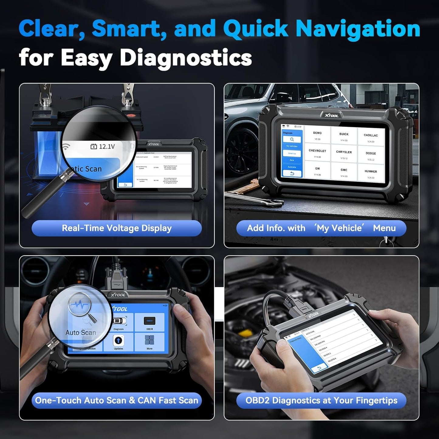 XTOOL D5S OBD2 Scanner with Touchscreen, Code Reader for Cars & Trucks with 16 Resets, Crank Sensor Relearn, Throttle Relearn, EPB, FCA, CAN FD for GM, Engine ABS SRS Transmission Car Diagnostic Tool