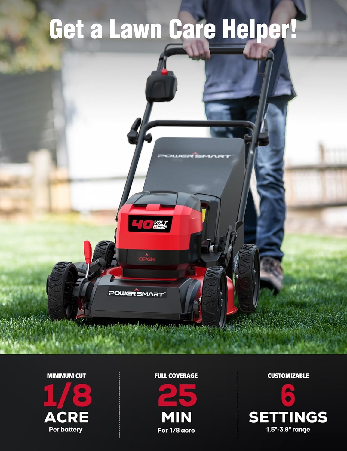 PowerSmart 40V Brushless Cordless 17" 3-in-1 Puch Lawn Mower & Leaf Blower Combo, 6-Position Height Adjustment & 11.8 Gal Bag, 115 MPH 465 CFM 2 Mode Blower, Battery Powered Yard Tools Set