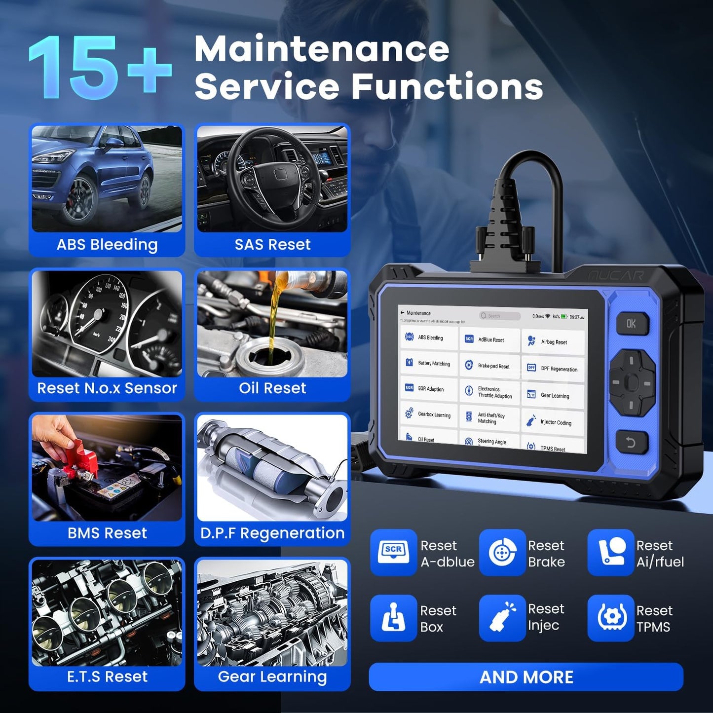 OBD2 Scanner, MUCAR 632 Elite AI-Assisted Bidirectional Scan Tool, 15 Reset Services Oil/TPMS/EPB/BMS/SAS/Brake/Throttle Car Scanner Diagnostic Tool, AutoAuth FCA, CANFD, AutoVIN, Lifetime Free Update