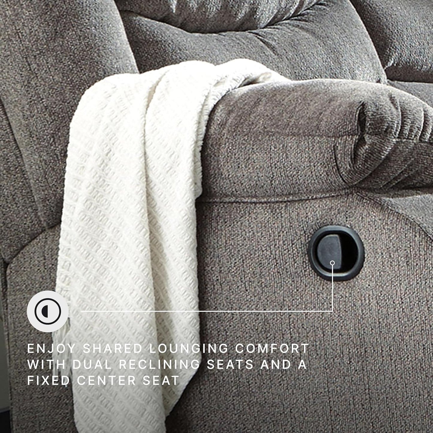 Signature Design by Ashley Tulen Modern Manual Pull Tab Reclining Sofa, Dark Gray