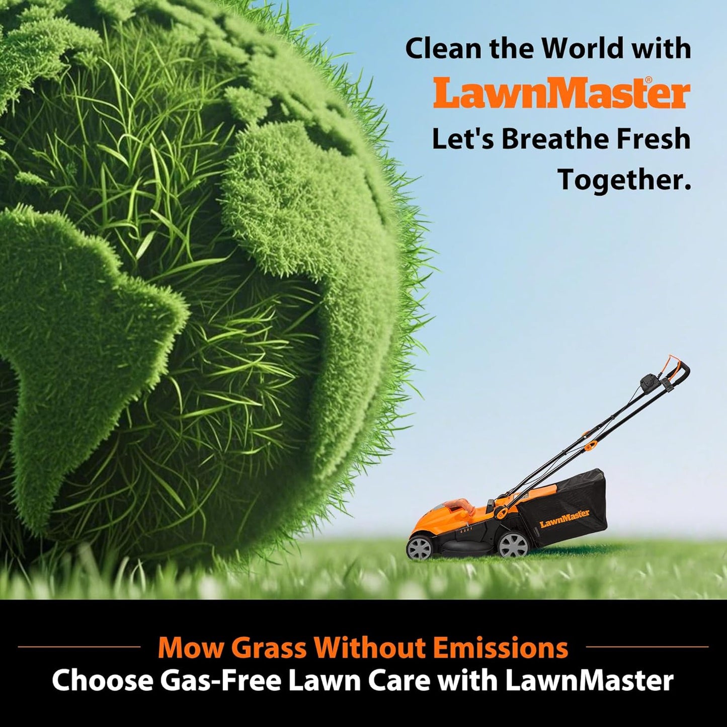 LawnMaster Lawn Mower, Brushless Cordless Lawn Mower 48V MAX 15-inch with 2X24V MAX 4.0Ah Battery and a Dual Charger-CLMF4815E