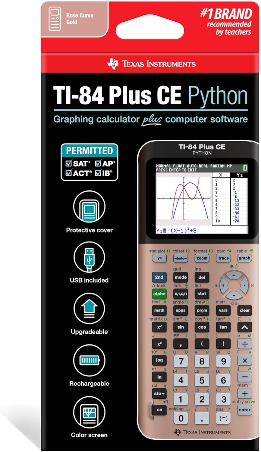 Texas Instruments TI-84 Plus CE Color Graphing Calculator, Rose Gold (Metallic)