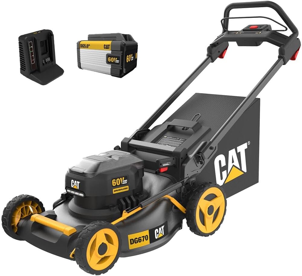 Cat DG670 60V 21" Cordless 3-In-1 Cutting Modes, Brushless Push Lawn Mower with TorqLogic - Battery & Charger Included
