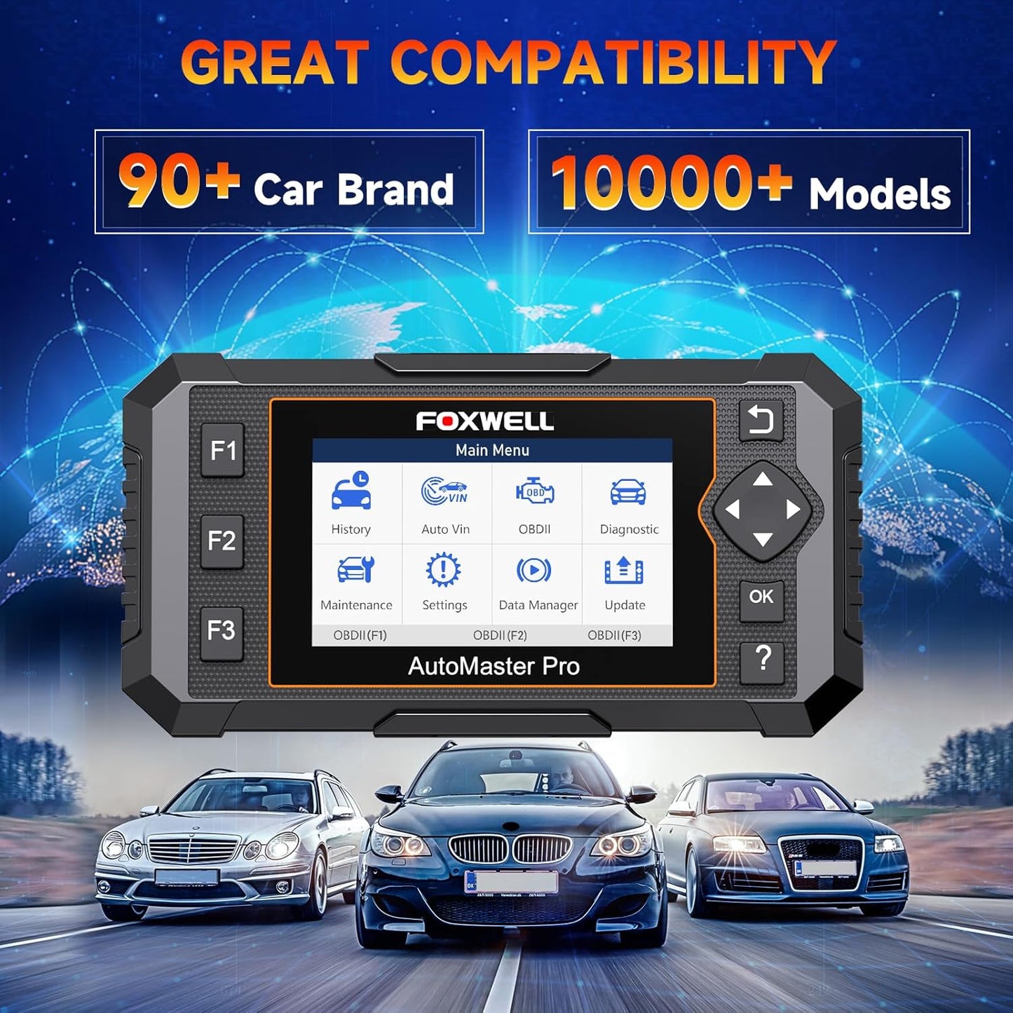 FOXWELL NT614 Elite OBD2 Scanner for DIY Mechanics, Upgrade of NT604, 4 System Diagnostic Tool with 5 Resets (ABS Bleeding, EPB, Oil, SAS, Throttle), Read/Clear Engine/ABS/SRS/Transmission Fault Codes