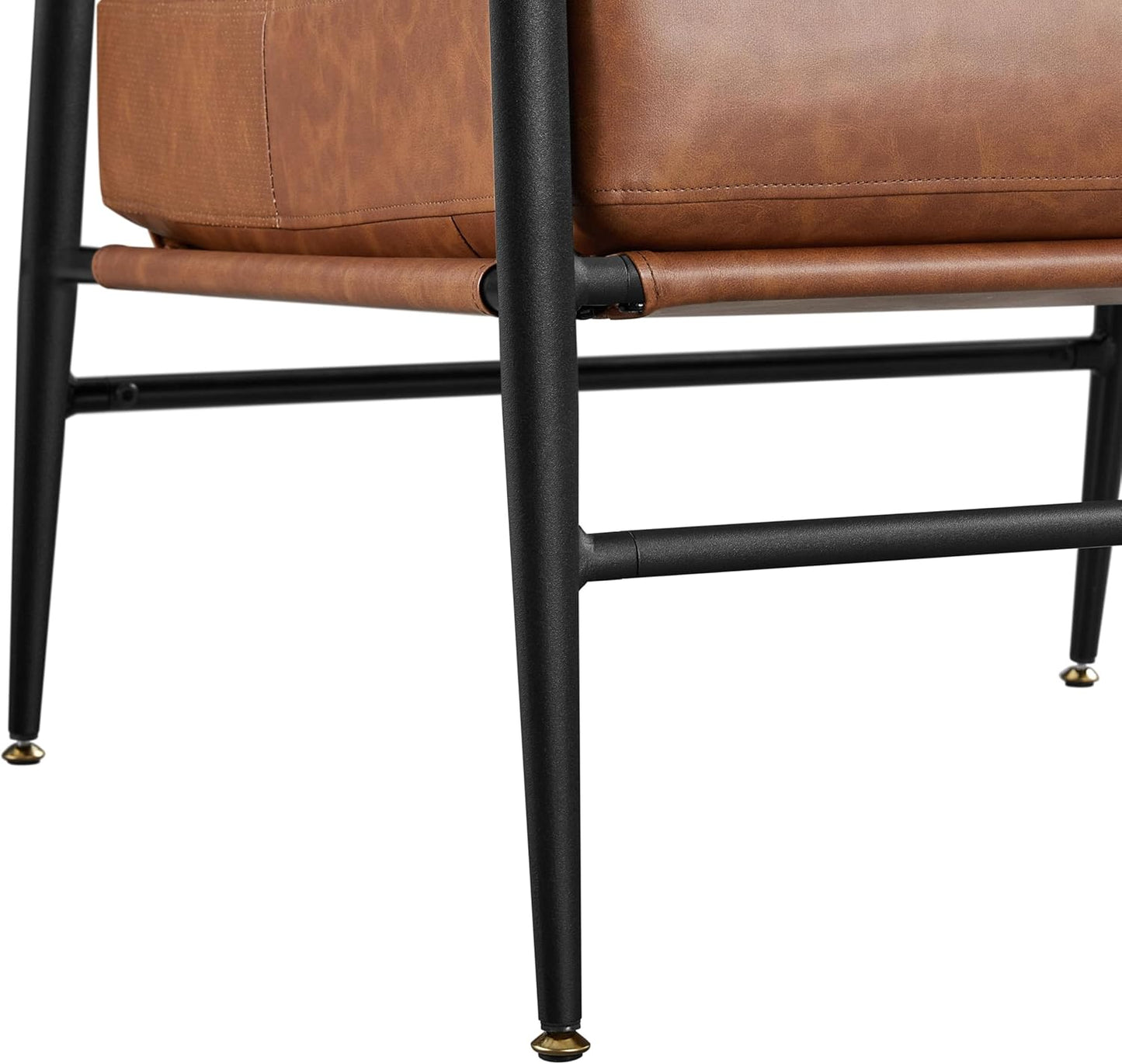 Yaheetech Accent Chair Set of 2, PU Leather Living Room Chair Back Pillow Modern Lounge Chair Wooden Arms Metal Frame Bedroom Waiting Room Retro Brown