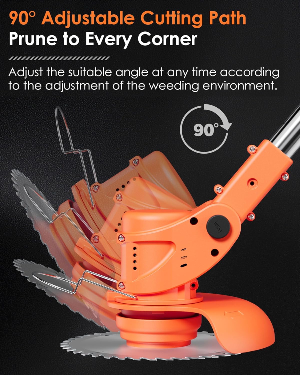 Cordless Weed Wacker, 21V 2-in-1 Lightweight Stringless Weed Wacker, Foldable 2.0Ah Battery Powered Weed Trimmer, Grass Trimmer/Brush Cutter/Edger Lawn Tool for Yard Lawns Garden
