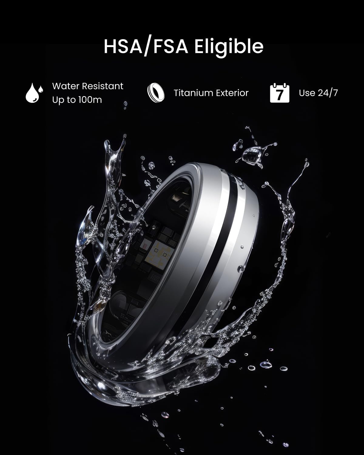 RENPHO Lynx Smart Ring-All Day Sleep & Activity Tracking, Includes Charging Case, Gifts for Men, 7-Day Battery Life, Subscription-Free App for iOS & Android, Size Before You Buy (Silver, Size 9)