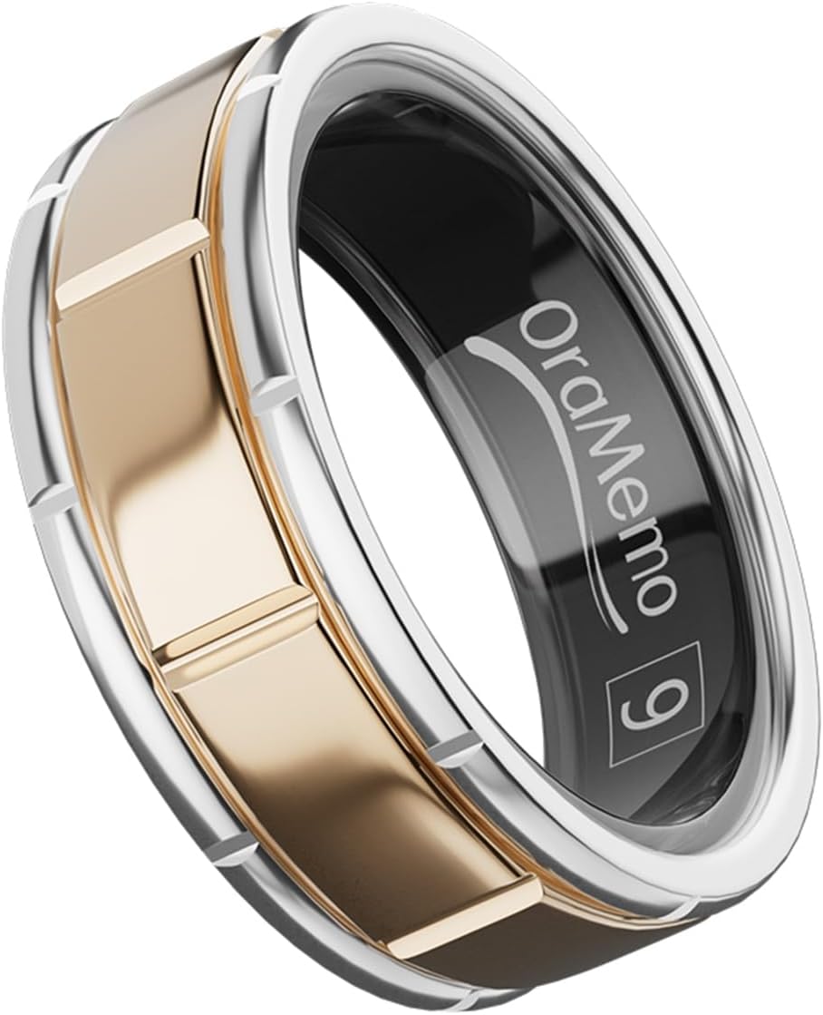 Smart Ring 1.0 for Men/Women, No Subscription Fee, 7-8 Days Battery Life, HRV/Stress Monitoring/Sleep Track/Fitness for iOS and Android, Matte Gold & Silver, Size 9