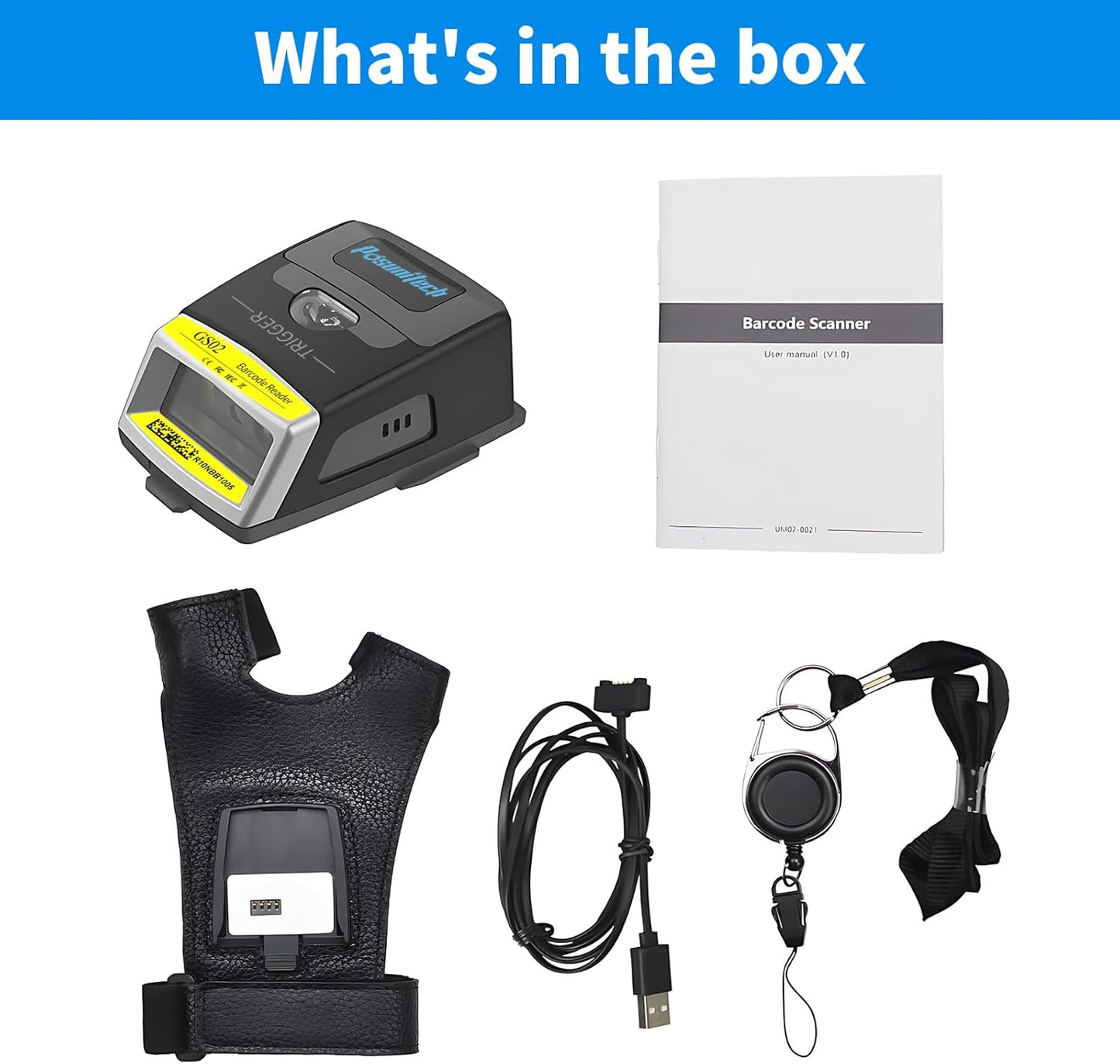 Glove Barcode Scanner 2D GS02 Wearable Zebra SE4107 Reader IP65 Touch Scanning NFC Support Multi-Language for Warehouse, Management System,