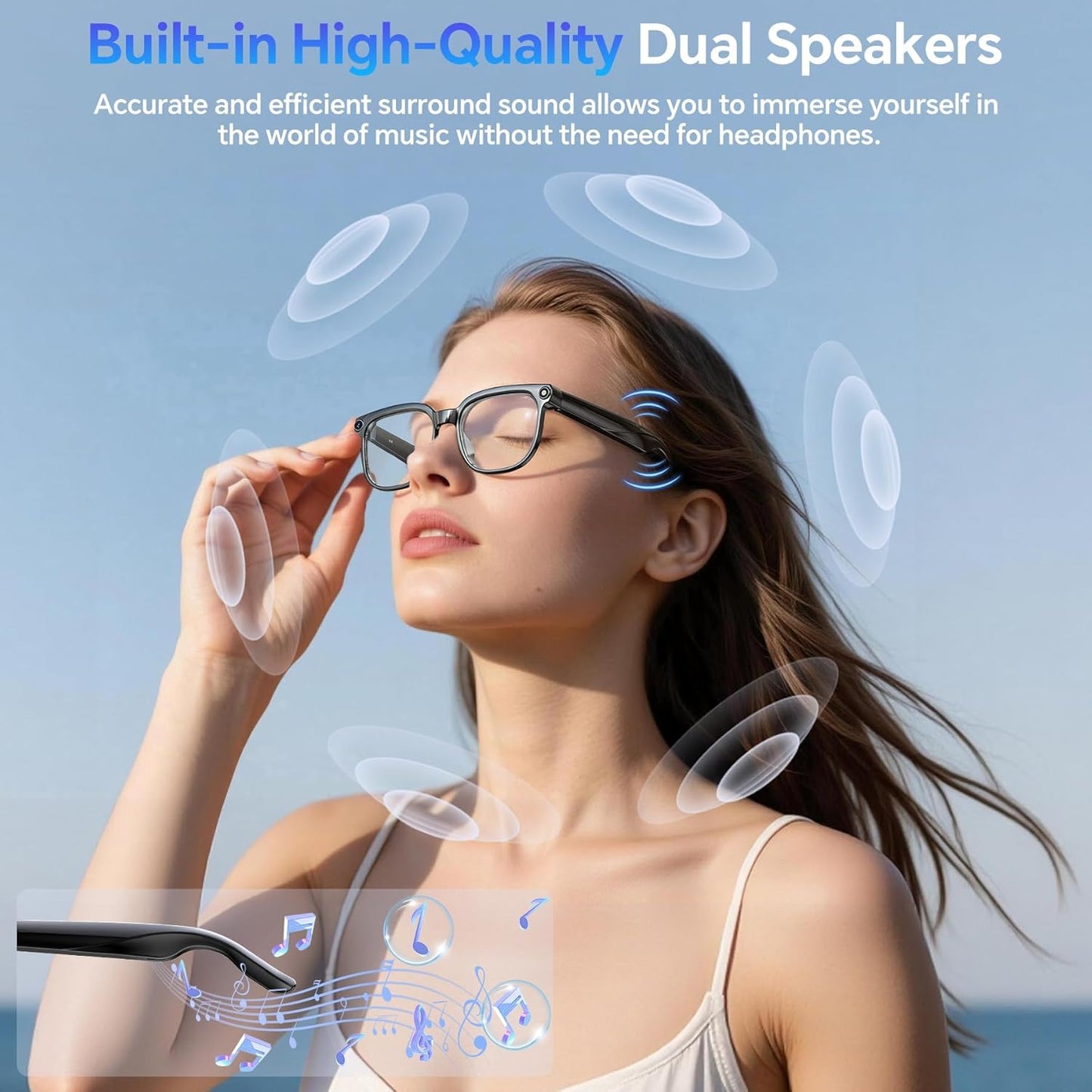 AI Smart Glasses with Camera Bluetooth, 800W HD Anti-Shake 1080P Video Audio Recording Glasses, Real-Time AI Translation GPT Assistant, Blue Light, Smart Glasses for Men Women Vlogging & Conference