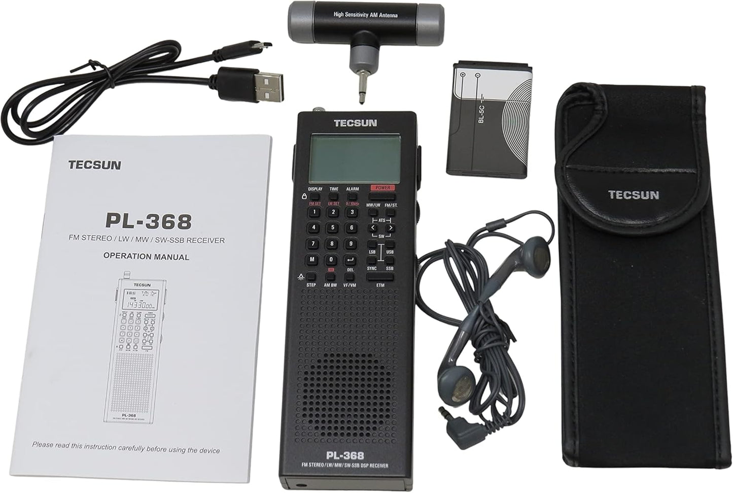 Tecsun Digital PL368 AM/FM/LW/SW Worldband Radio with Single Side Band Receiver (Black)
