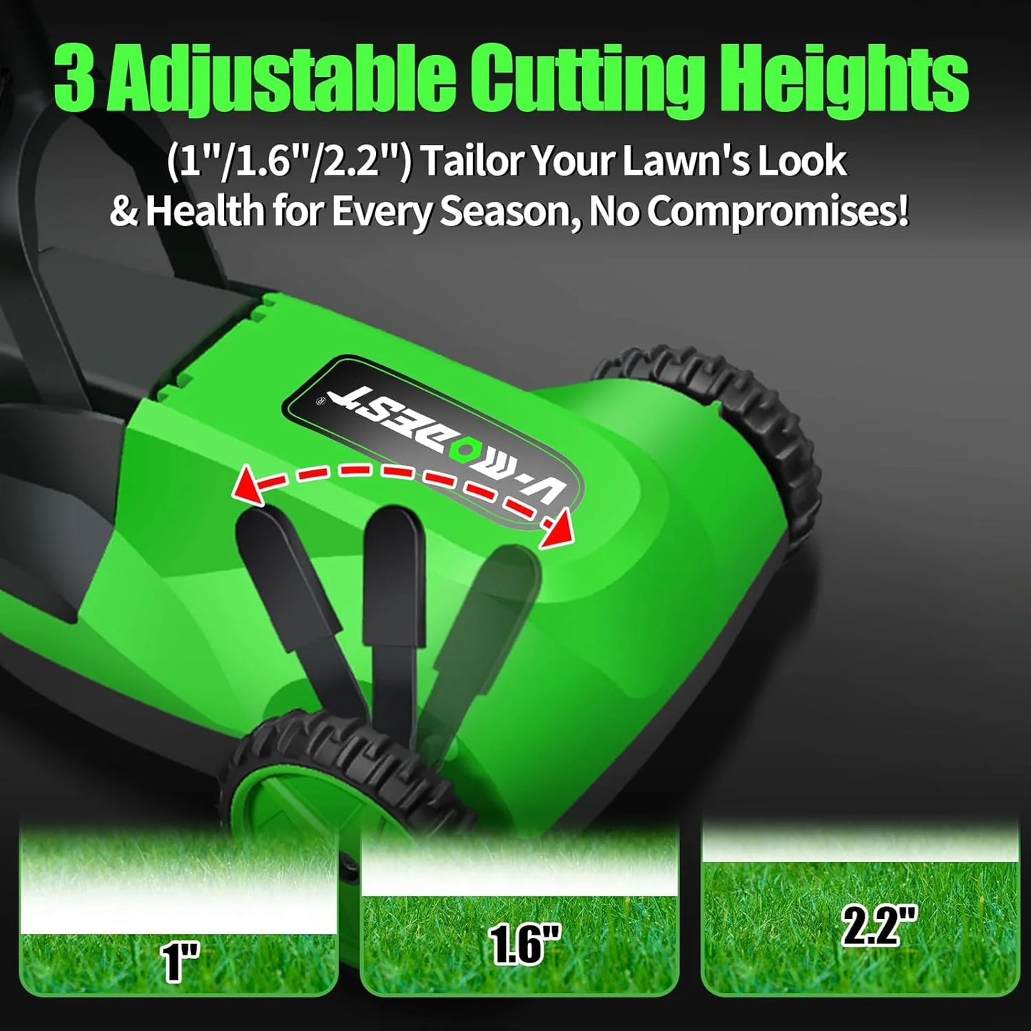 Cordless Lawn Mower, Electric Small Lawn Mower with 2 x 21V 4.0Ah Battery, Lightweight Mini Lawn Mower with Brushless Motor, 3 Cutting Heights, Garden Yard Lawn Care