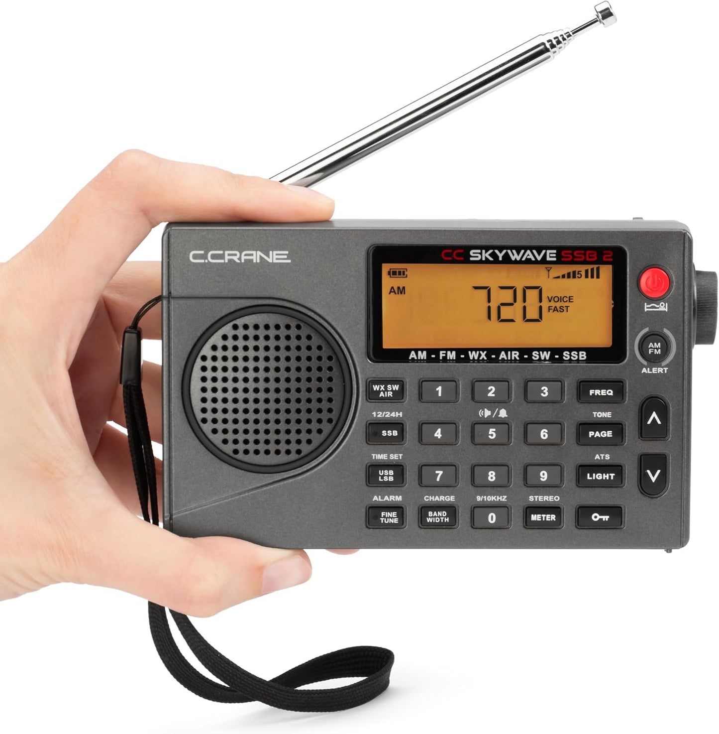 C. Crane CC Skywave SSB 2 AM, FM, Shortwave, NOAA Weather + Alert, Scannable VHF Aviation Band and Single Side Bands Small Battery Operated Portable Travel Radio Includes SW Wire Antenna Adapter