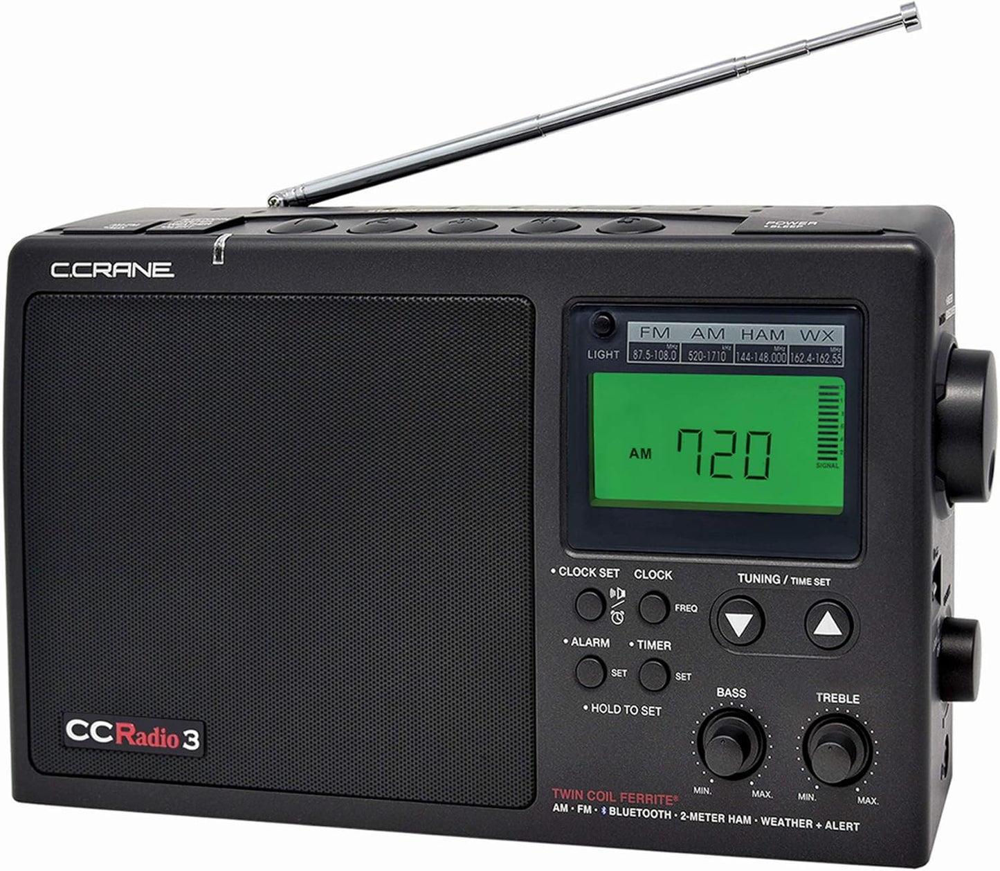 C. Crane CCRadio 3 Long Range Reception AM, FM, NOAA Weather Plus Alert and 2-Meter Ham Band Portable Digital Radio with Bluetooth