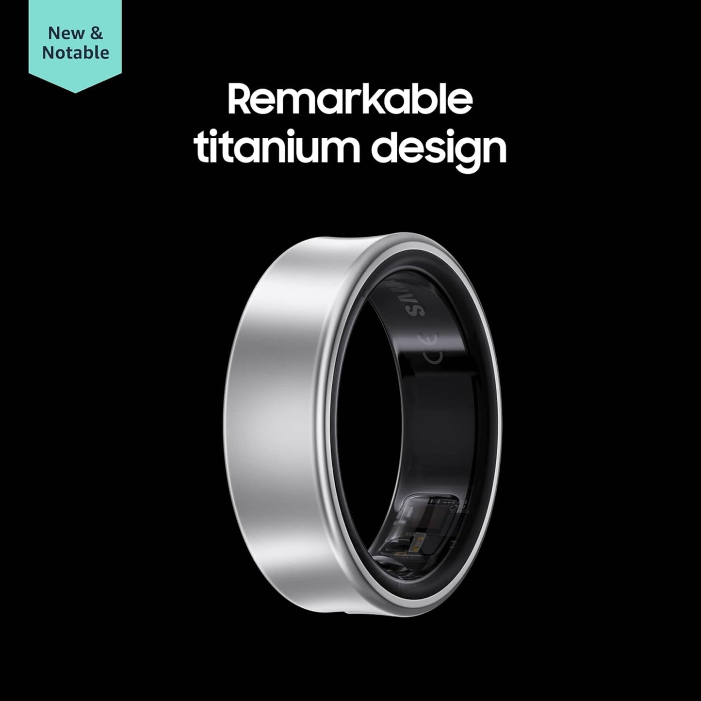 SAMSUNG Galaxy Ring, AI Smart Ring, Size First w/Sizing Kit, No App Subscription, Fitness Monitor, Sleep Tracker, Up to 7-Day Battery, Size 8, Titanium Black US Version, 1Yr Manufacturer Warranty