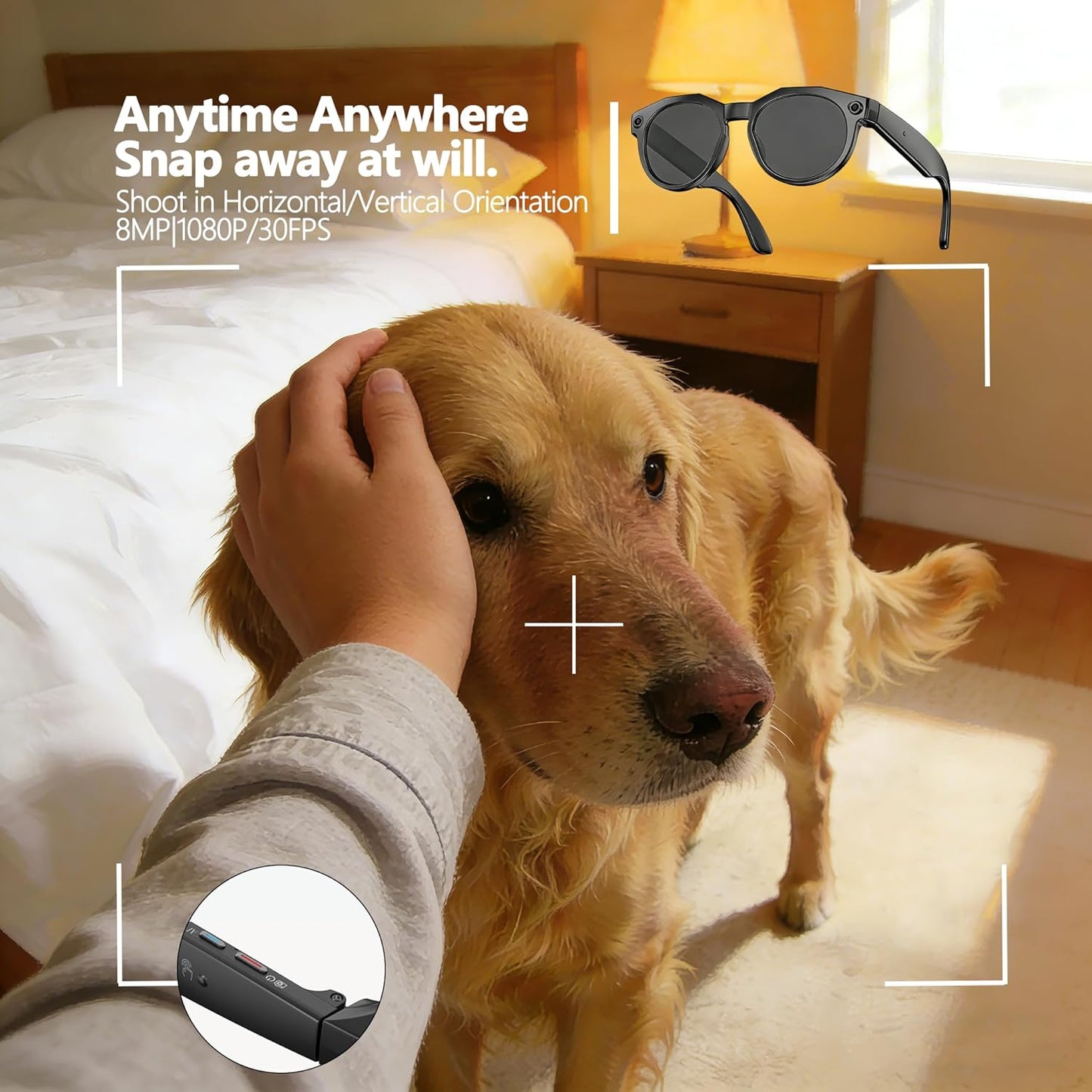 AI Smart Glasses with 8MP Camera, AI Translation & Voice Assistant, GPT Object Recognition,Bluetooth Audio & Call, WiFi PhotoTransfer IP65 Waterproof 290mAh Long Battery for Travel Sports Outdoor