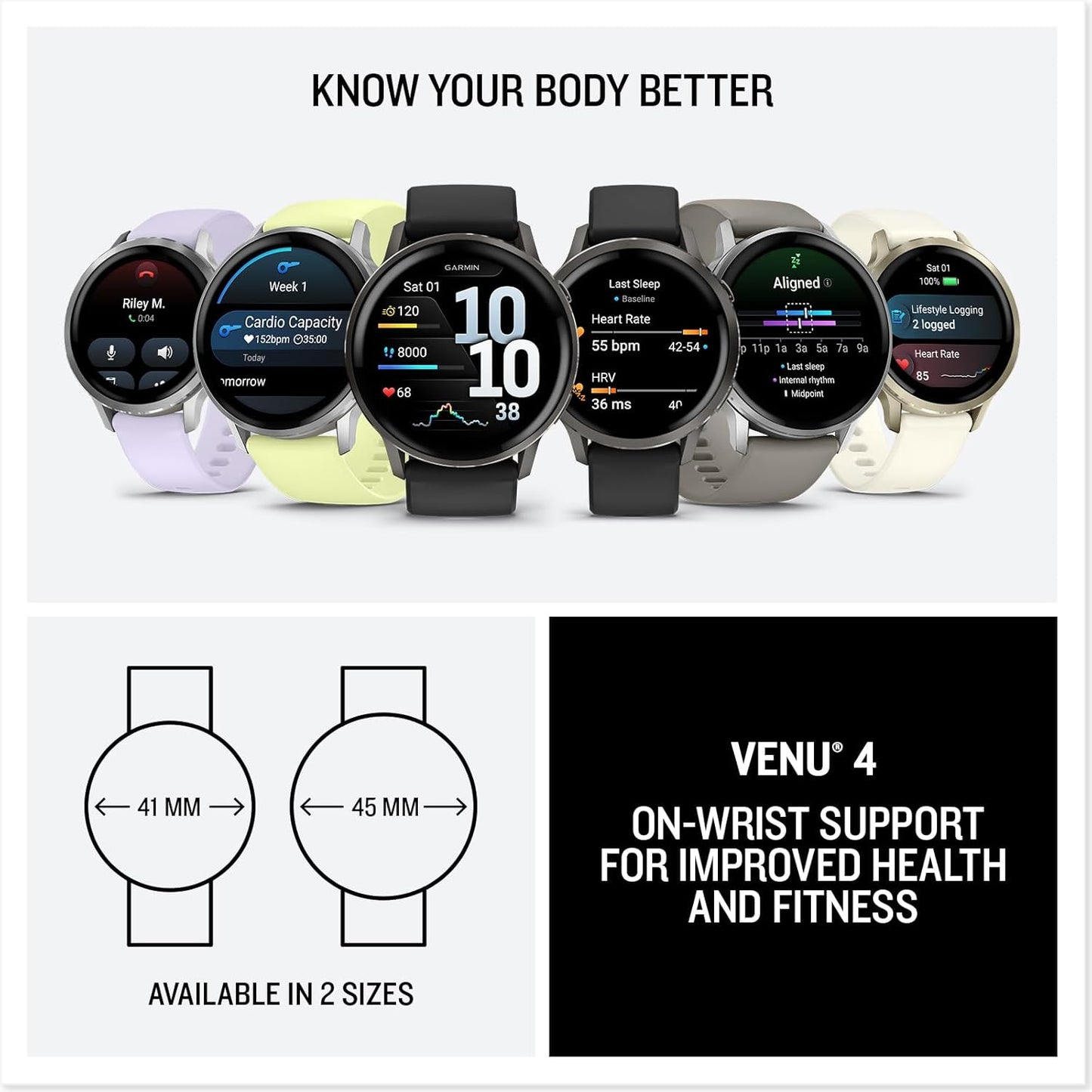 Garmin Venu 4, 41mm, Advanced Fitness Tracker GPS Smartwatch, 1.2" AMOLED Display, Built-in Flashlight, 10 Days of Battery Life, Silver with Periwinkle Silicone Band (Watch Bundle)