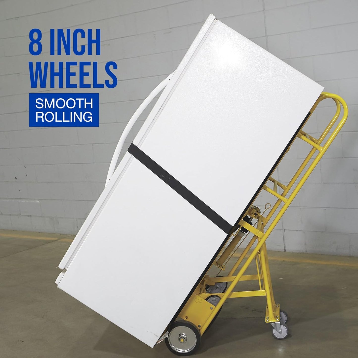 Strongway Industrial Hand Truck – 1200 lb Capacity Heavy-Duty Appliance Dolly, Convertible 2/4-Wheel Design, 8" Rubberized Wheels, Auto-Rewind Ratchet Belt & Stair-Climbing Capability