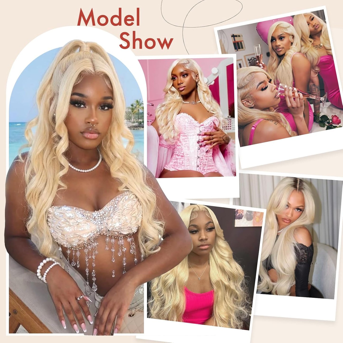 613 Bundles Human Hair Blonde Body Wave Bundles 16 18 20 inch 100% Unprocessed Virgin Sew in Weft Hair Extensions Real Human Hair Quick Weave Bundles Dyeable 613 Bundles