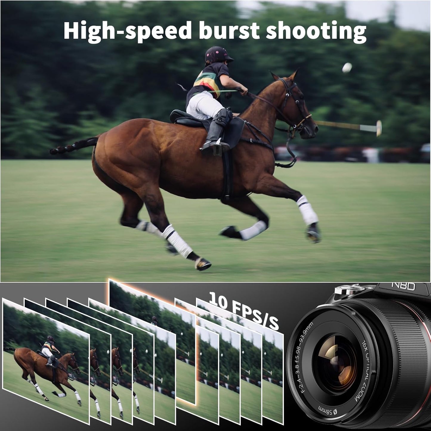 NBD 64MP Digital Cameras for Photography,8K Vlogging Cameras for YouTube,16X Optical Zoom Travel Point and Shoot Digital Cameras Fotograficas with 180°Flip Screen,58mm UV Lens,2 Batteries(Black)