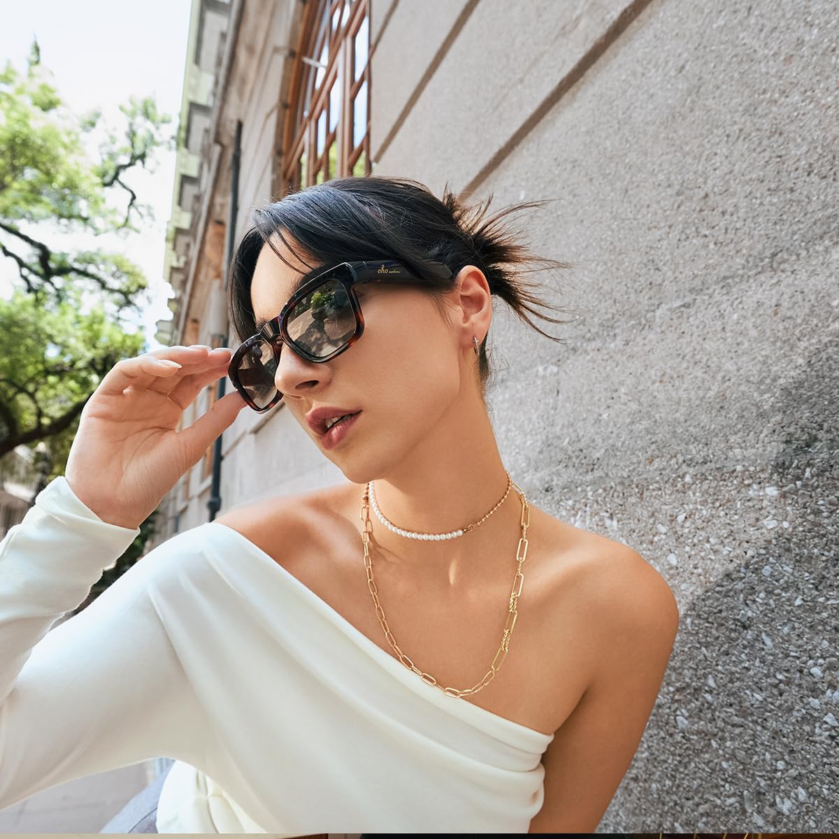 OhO sunshsine AI Glasses, Bluetooth Audio Sunglasses with 10H Playtime, ChatGPT Translation Water Resistant Open Ear Glasses