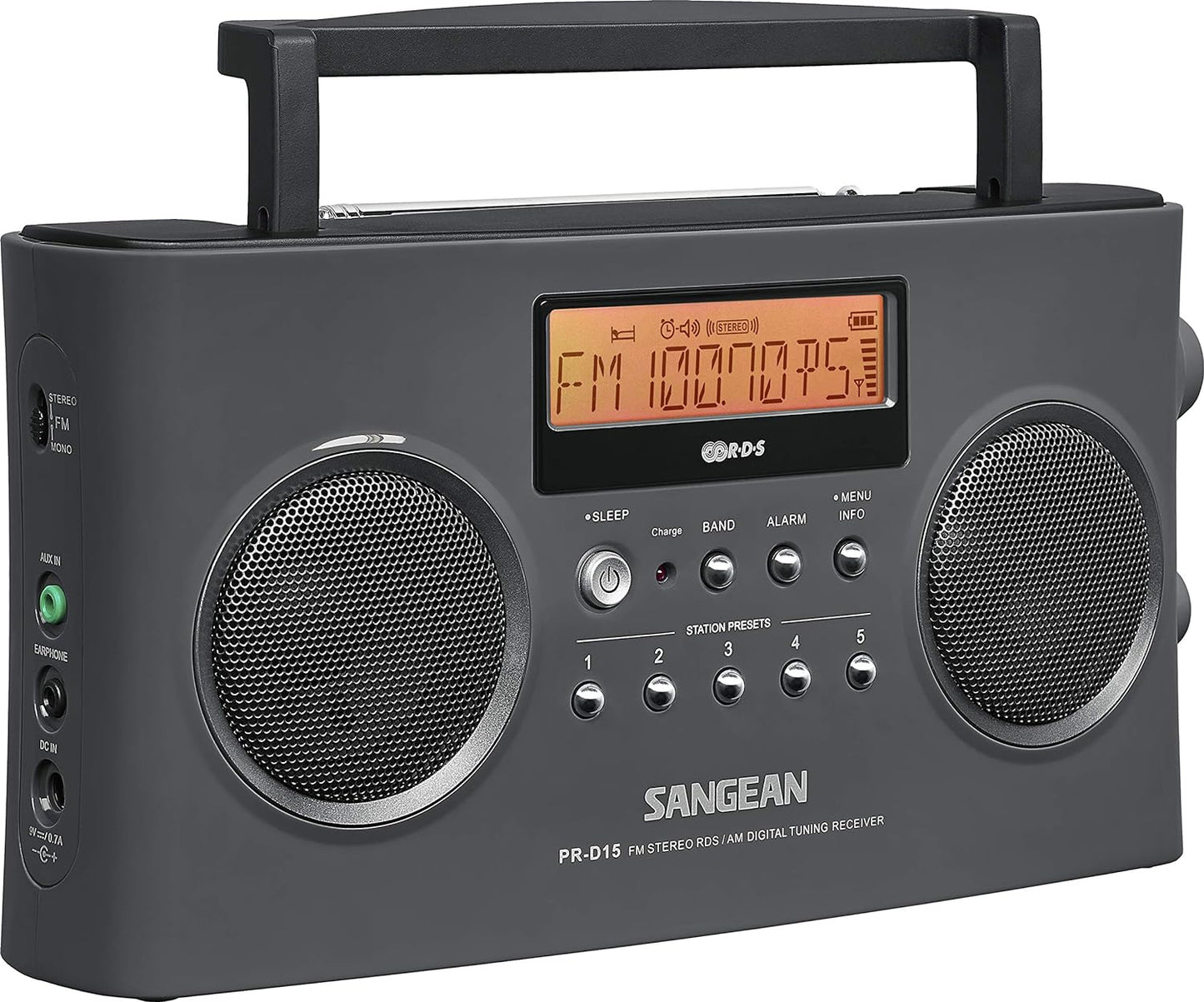 Sangean PR-D15 Digital Portable Stereo RDS Receiver Gray