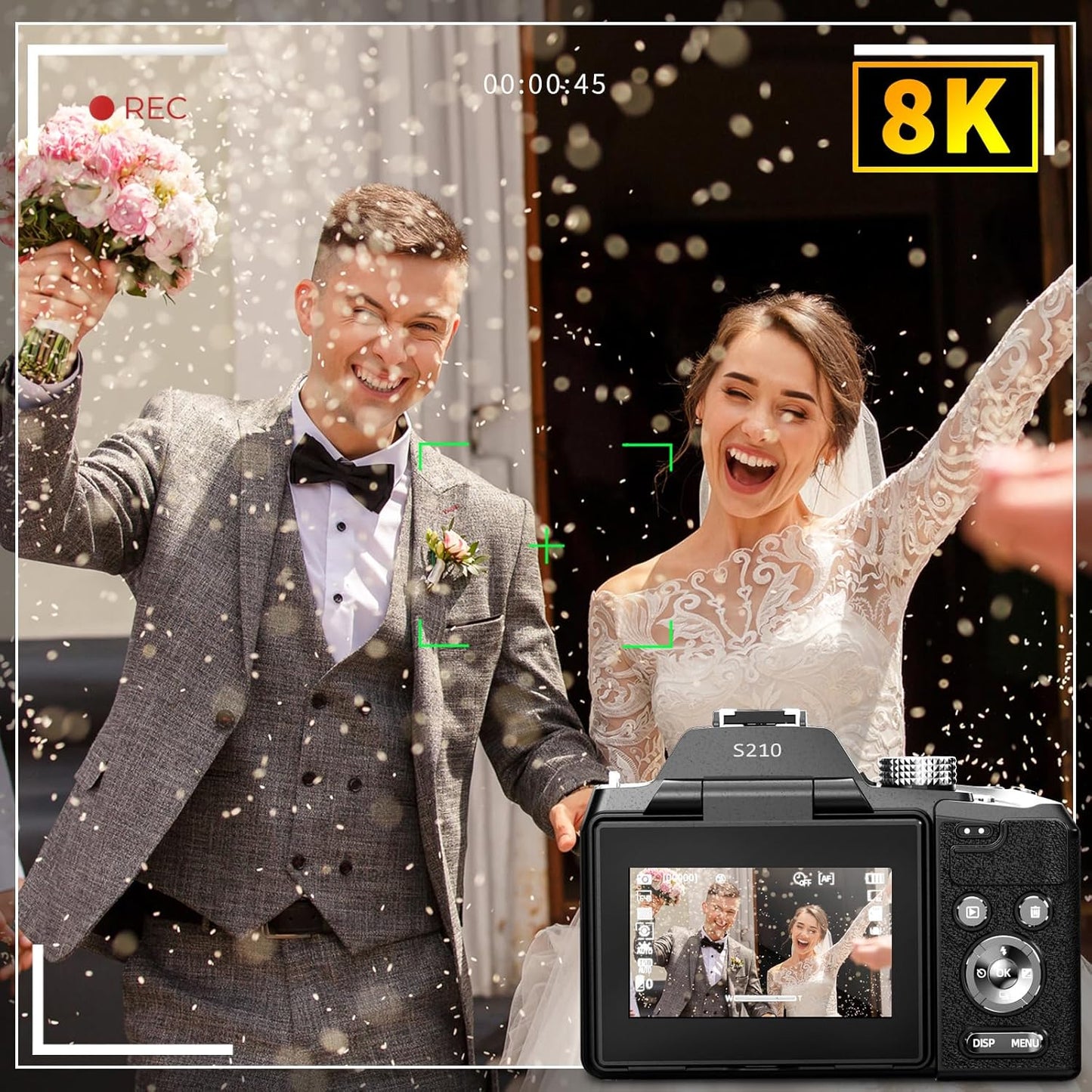 NBD 64MP Digital Cameras for Photography,8K Vlogging Cameras for YouTube,16X Optical Zoom Travel Point and Shoot Digital Cameras Fotograficas with 180°Flip Screen,58mm UV Lens,2 Batteries(Black)