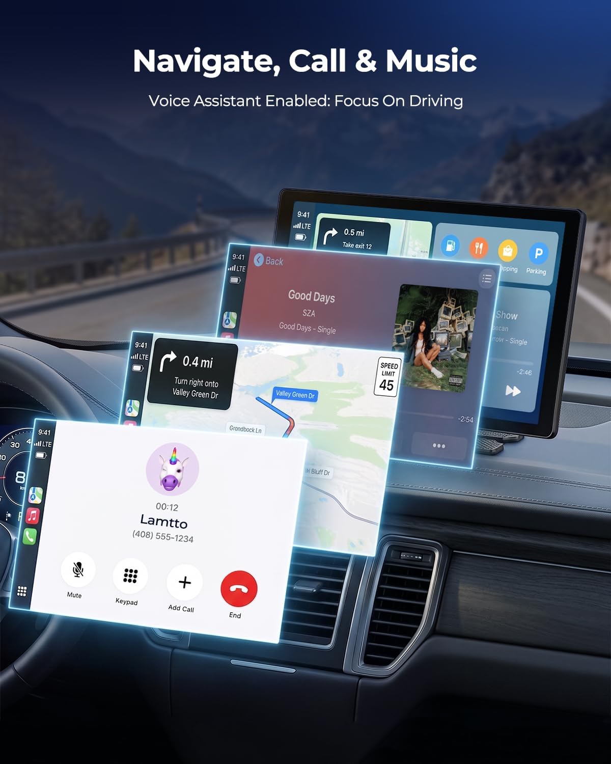 LAMTTO Extra Large 11 Inch Carplay Screen for Car, Built-in YouTube/TikTok Entertainment Video APPs, Backup Camera, Wireless Car Play and Android Auto Screen with Navigation/Voice Assistant/OTA Update