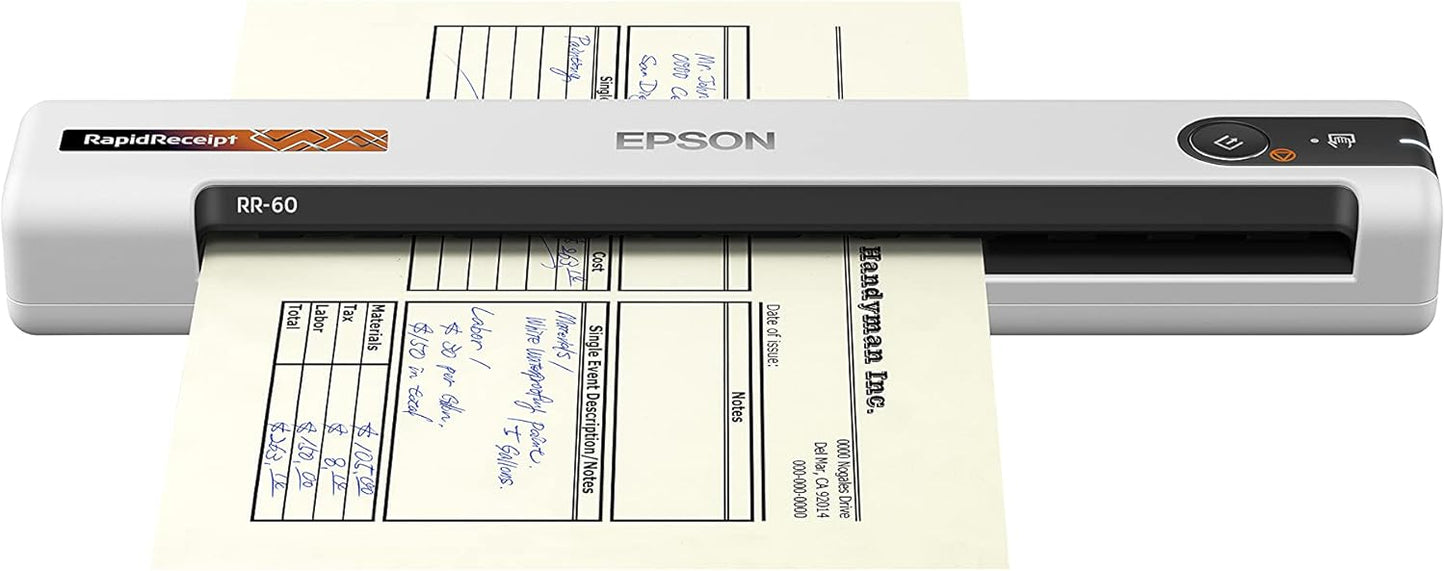 Epson RapidReceipt RR-60 Mobile Tax Receipt and Color Document Scanner with Complimentary Data Management Software for PC & Mac