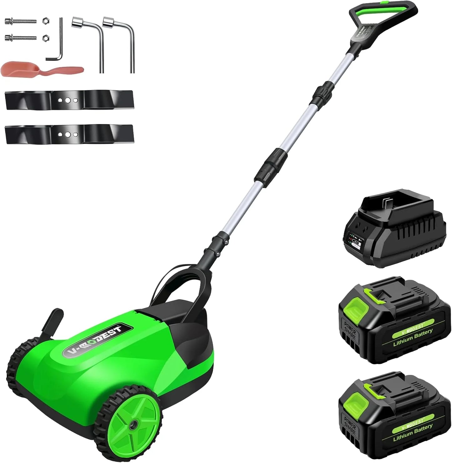 Cordless Lawn Mower, Electric Small Lawn Mower with 2 x 21V 4.0Ah Battery, Lightweight Mini Lawn Mower with Brushless Motor, 3 Cutting Heights, Garden Yard Lawn Care