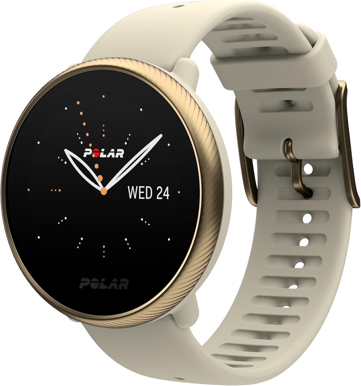POLAR Ignite 2 Series Water Resistant Smartwatch with GPS, Heart Rate Monitoring, Sleep Analysis and Personalized Fitness Tracking, S-L, for Men or Women, Champagne/Gold