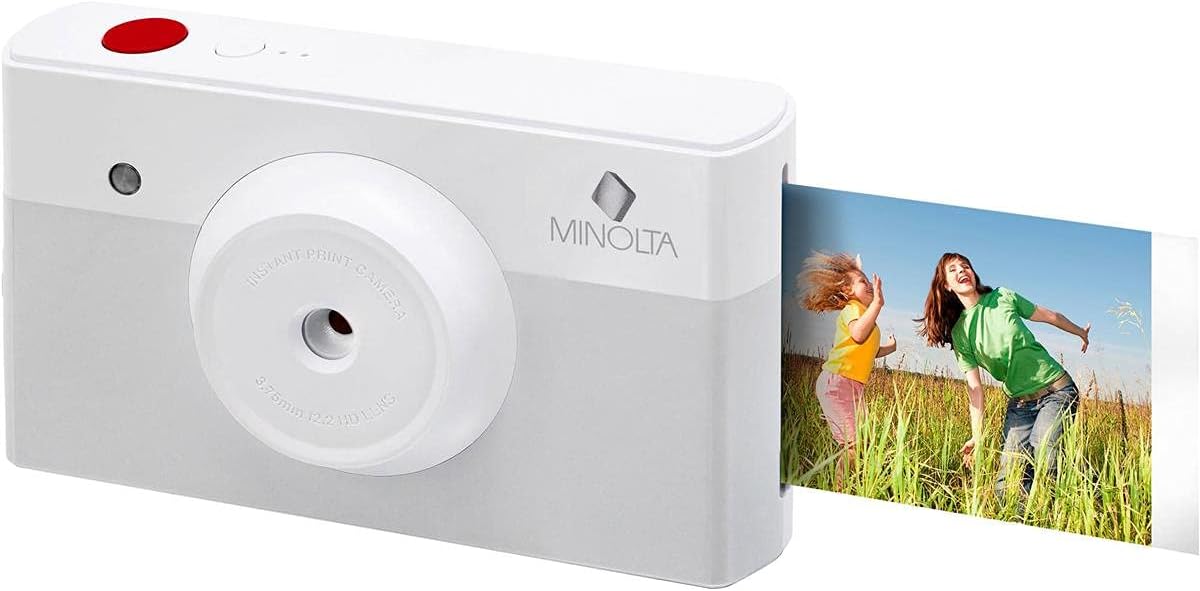 Minolta Instapix Instant Print Digital Camera - Colorful Photos, 2.1x3.4 inch Prints, 10MP, 1.7” Display, Bluetooth, Portable, Ideal Gift (Gray)