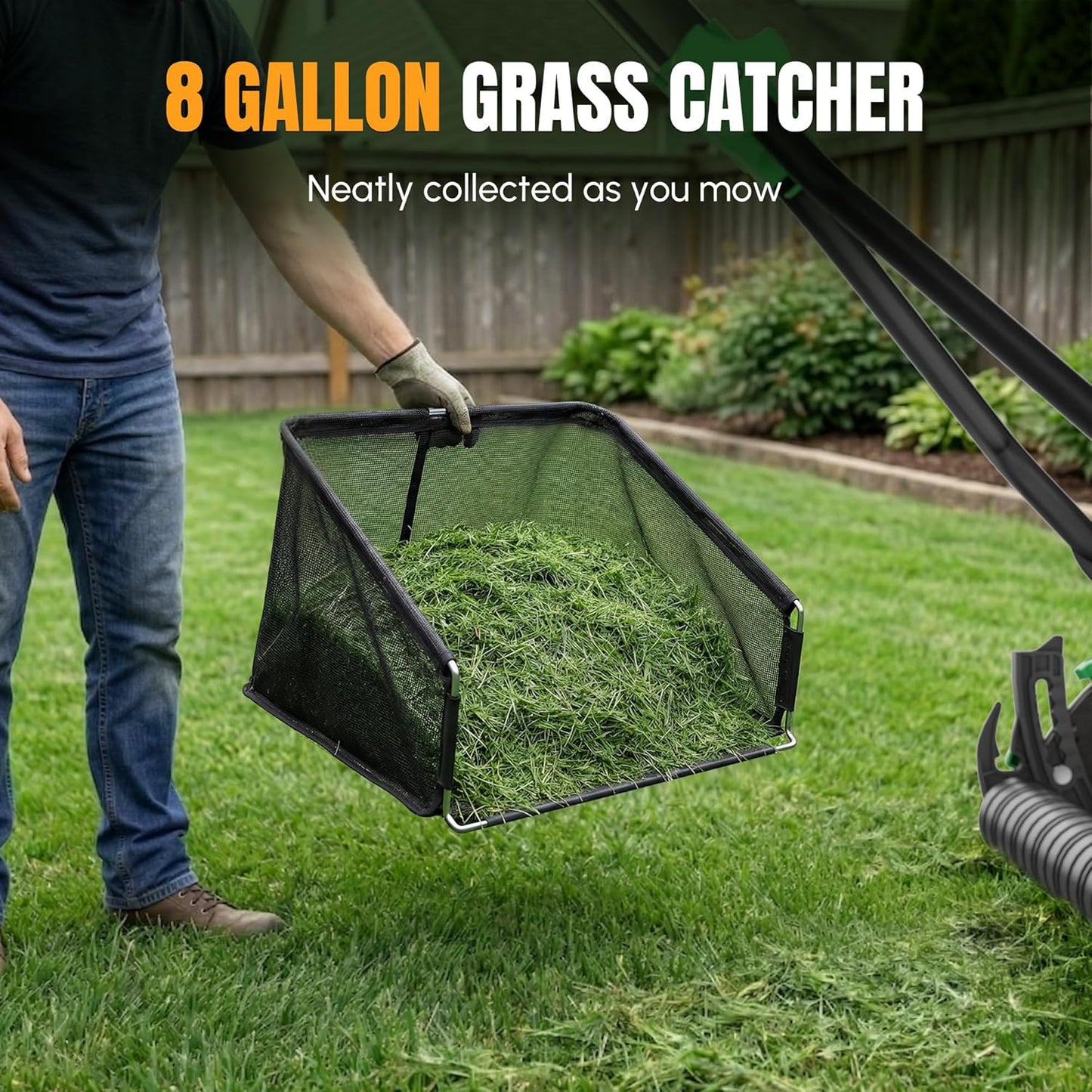 WORKPROX 16-Inch Push Reel Lawn Mower, Adjustable Height 5-Blade Reel Mower with Removable 8-Gallon Grass Catcher for Yards and Gardens, Black