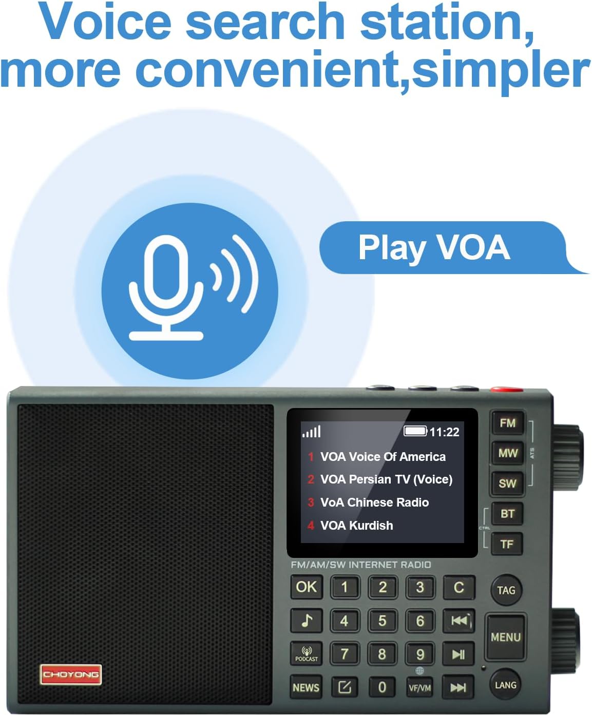 CHOYONG LC90 Mini Multi-Band Smart Internet Radio Portable WiF/4G,AM/FM,Longwave & Shortwave Radio with SSB Single Side Band,Bluetooth,TF Card,All World Radios,Digital Radio, choyoung