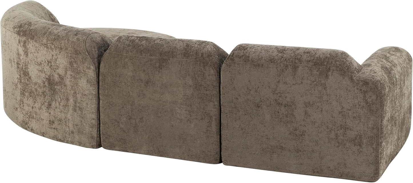 Merax Modern Curved Sectional Sofa with Ottoman, Couch 4-Piece Set High-Density Compressed Sponge, Fully Assembled, Right Hand Facing, Plush Deep Seat for Living Room, Lounge, Apartment, Dark Brown
