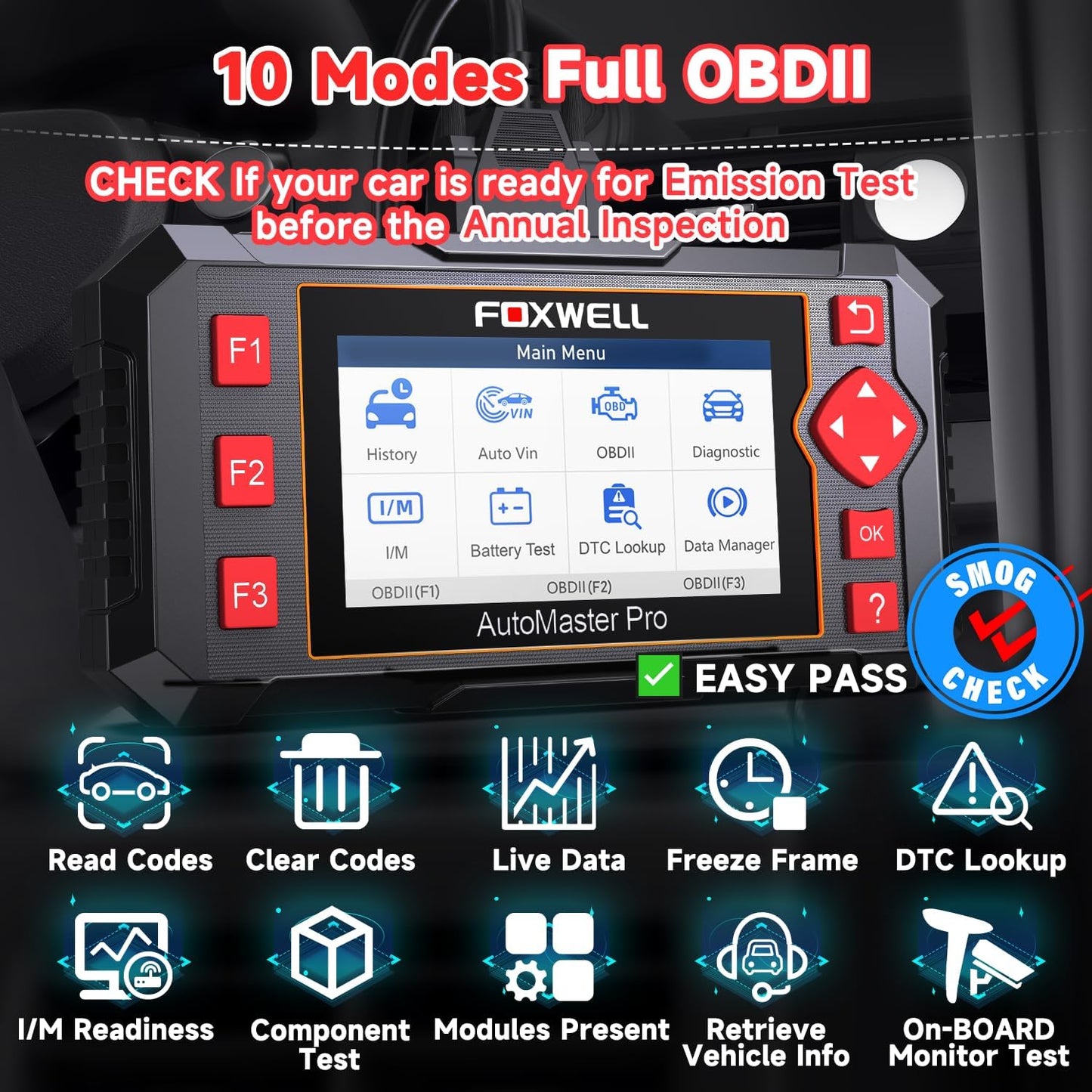FOXWELL OBD2 Scanner Diagnostic Tool NT604, ABS/SRS/Transmission/Check Engine Code Reader for Cars and Trucks, 2026 diagnostic scanner for all vehicles, EN/ES Ver., Lifetime Update, Live Data, AutoVIN