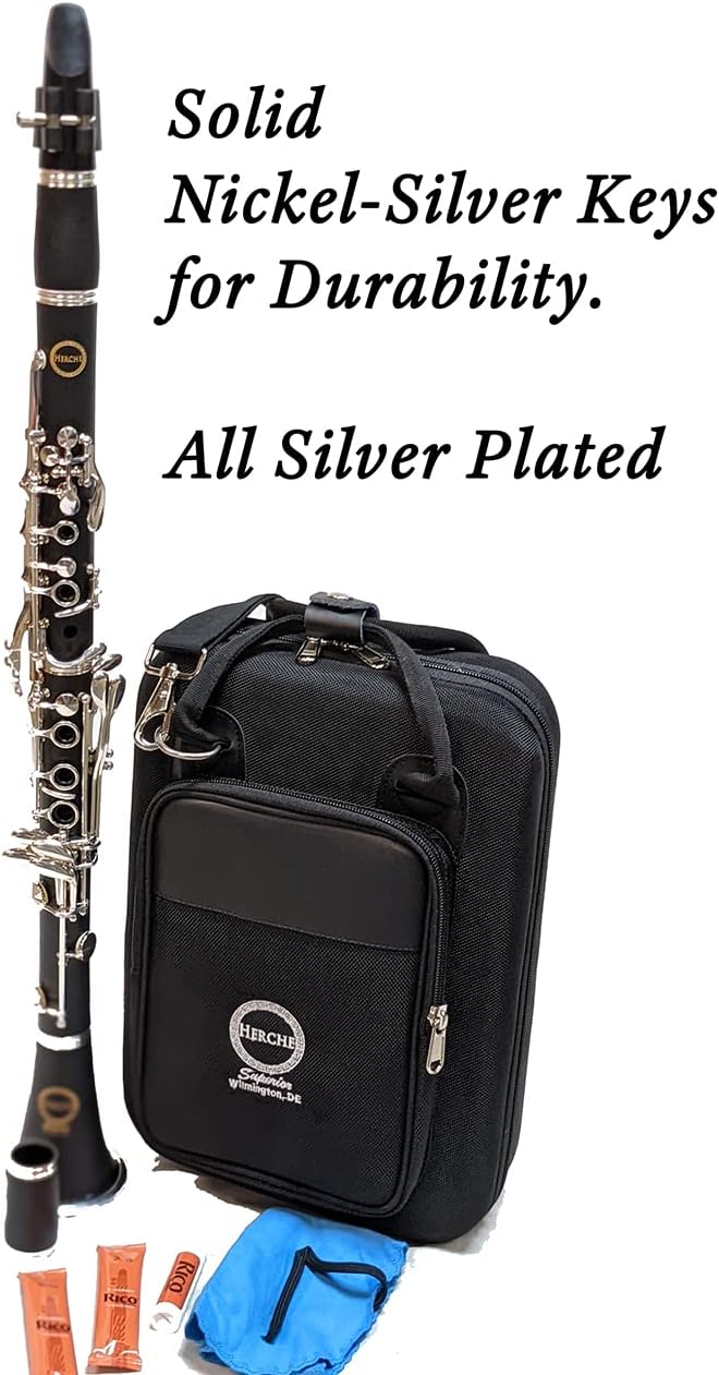Herche Clarinet Bb Superior X5 - UPGRADED - Educator Approved - Intermediate - Free Service Plan