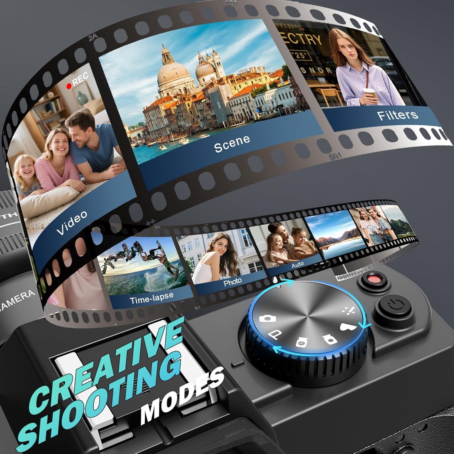 5K Digital Cameras for Photography 64MP - 16X Zoom, WiFi, with 64GB TF Card, Macro Lens & Wide-Angle, Autofocus & Anti-Shake, Vlogging Camera for YouTube Travel (Black)