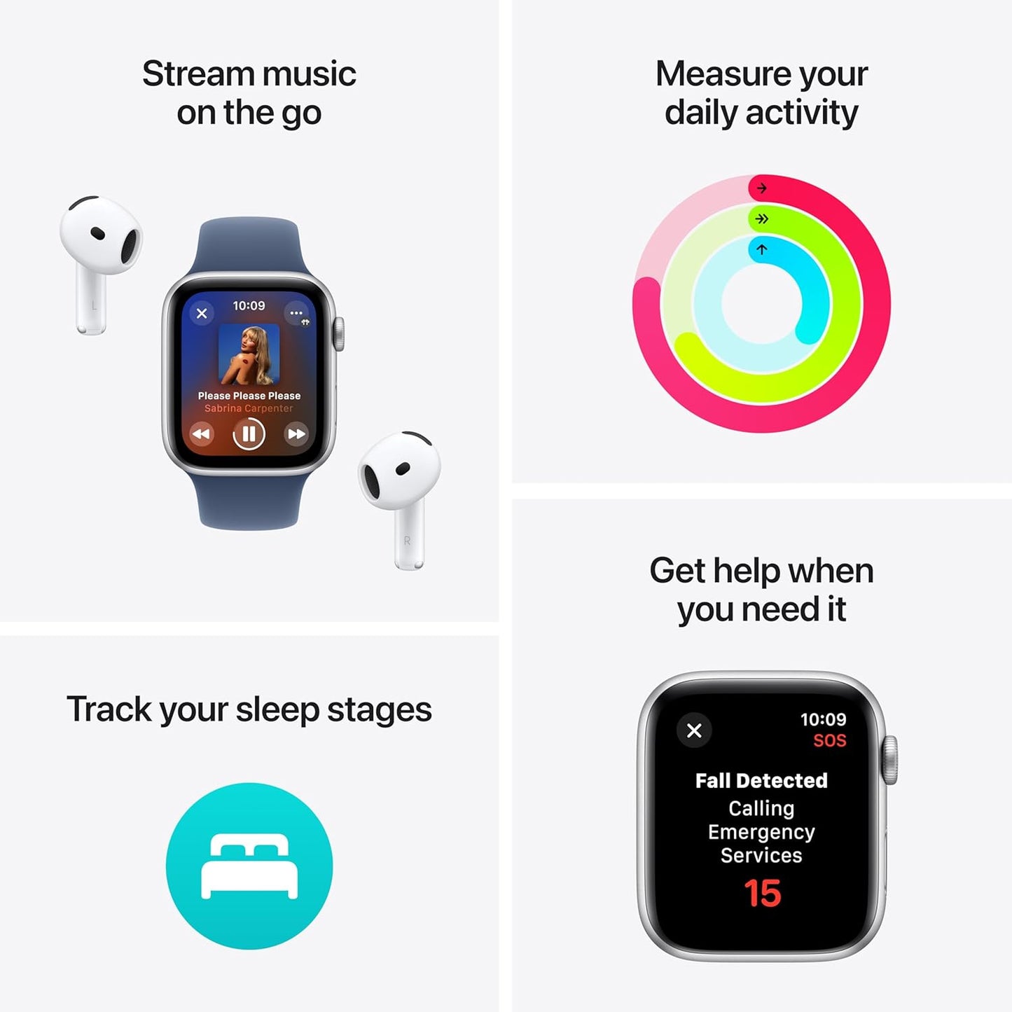 Apple Watch SE (2nd Gen) GPS 40mm Smartwatch with Starlight Aluminum Case with Starlight Sport Band S/M. Fitness and Sleep Trackers, Crash Detection, Heart Rate Monitor, Retina Display