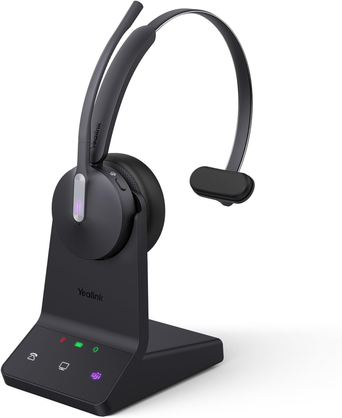Yealink WH64 Wireless Mono Headset, DECT & Bluetooth Work Headset with 3X Noise Cancelling Mic, 26H Calls, Office Single On Ear Headsets Teams Certified for DeskPhone, Computer, Cellphone