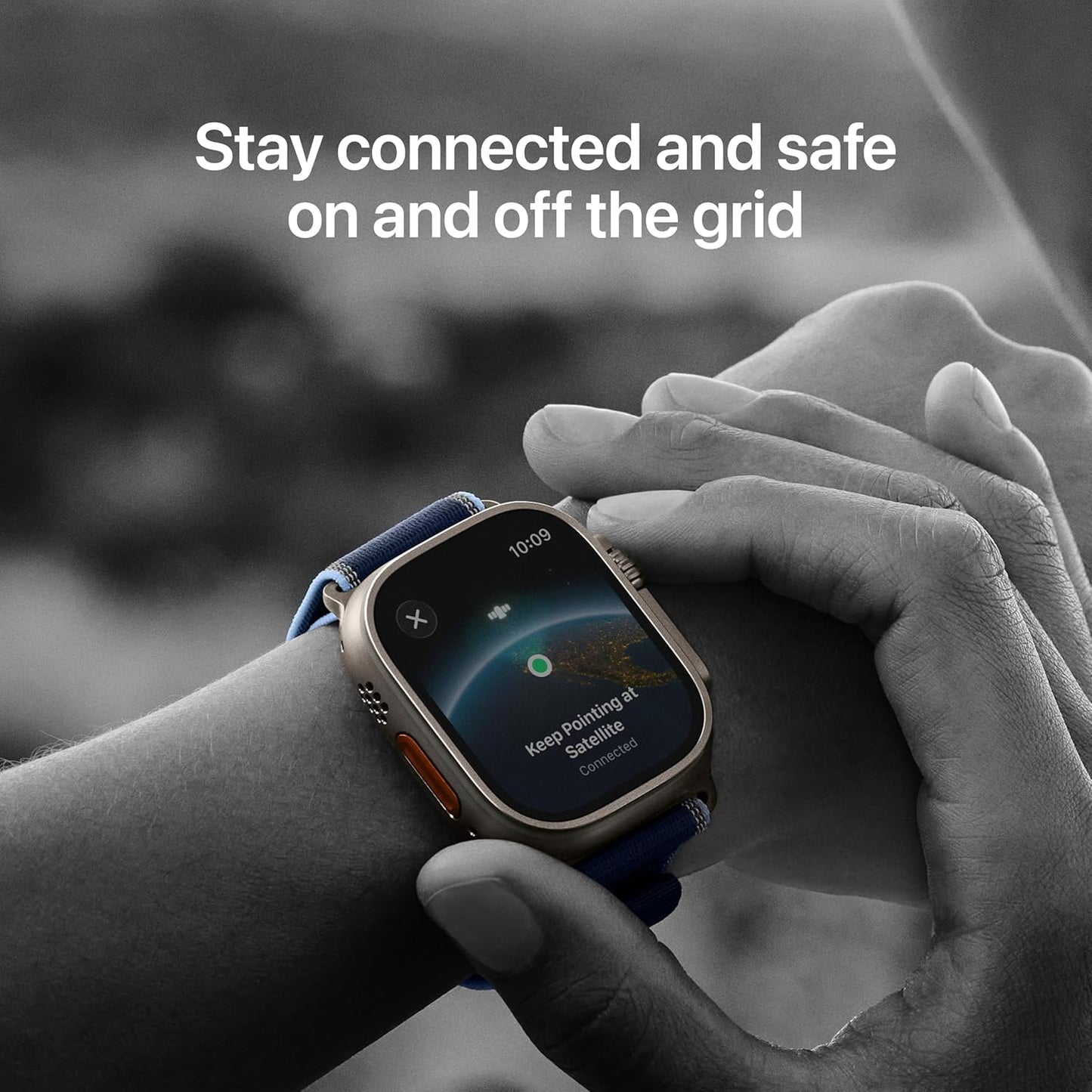 Apple Watch Ultra 3 GPS + Cellular 49mm Running & Multisport Smartwatch w/Rugged Titanium Case w/Blue/Bright Blue Trail Loop - M/L. Satellite Communications, Advanced Health & Fitness Tracking