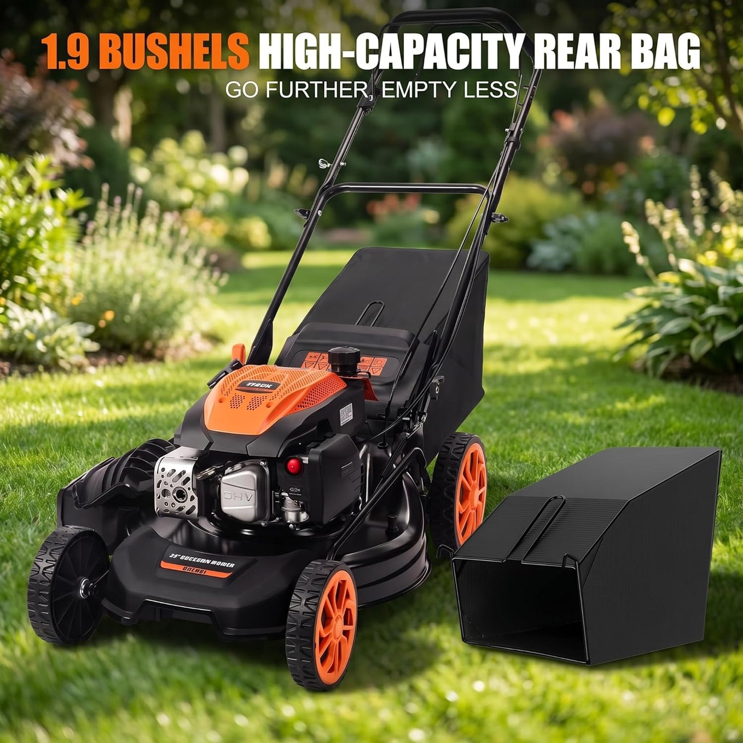 21" Self-Propelled Gas Lawn Mower – 170CC 4-Stroke Engine, 7 Cutting Heights, 3-in-1 Mulch/Bag/Discharge, 1.9-Bushel Large Grass Collector, EPA Compliant